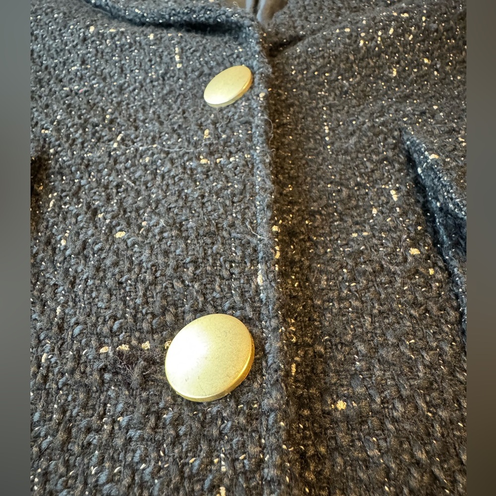 House of Harlow 1960 Black Tweed Blazer with Gold Buttons Women’s Size Large - Picture 5 of 14